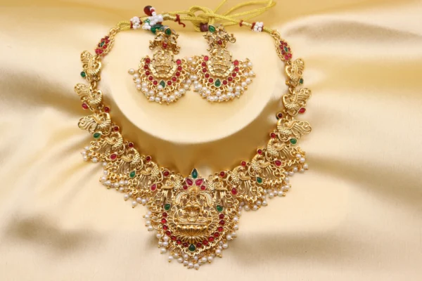 Exquisite Gold Plated Temple Choker Haram Earrings Combo Set